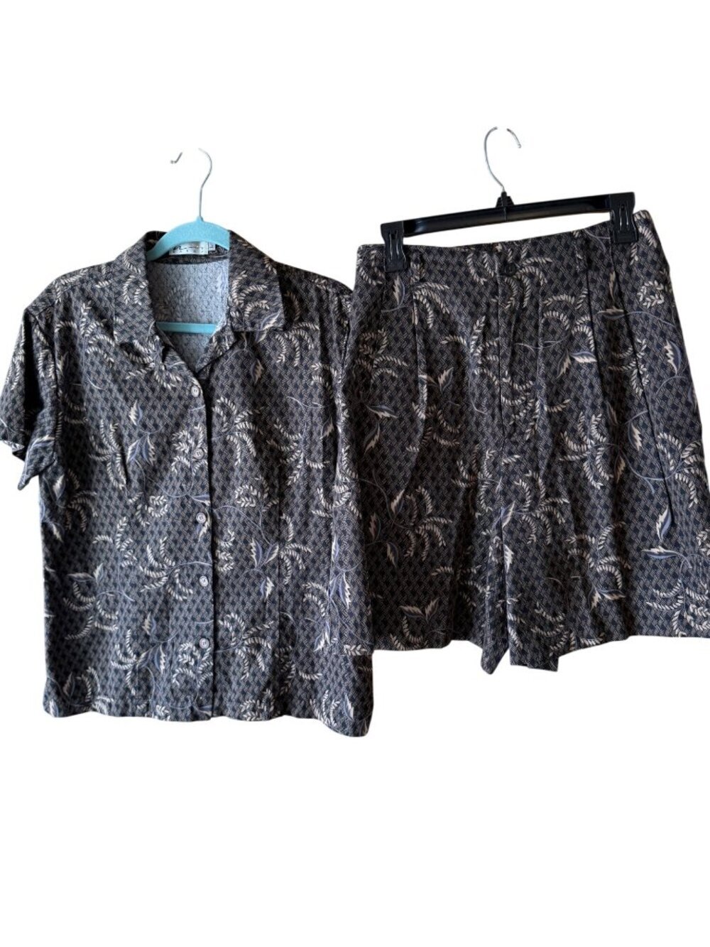 Haley Womens Button Front Short & Top Set Size Medium Cotton Casual Vintage USA